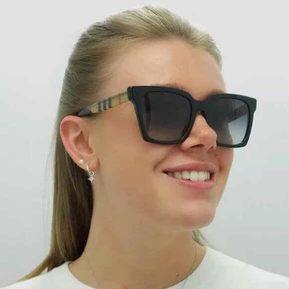 BRAND NEW Burberry BE4335 39298G Black Grey Square Women Sunglasses BE 4335 - Picture 1 of 10